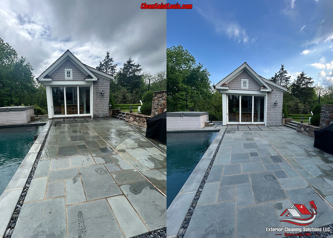 Bluestone Pool Deck Cleaning in Ladue, MO