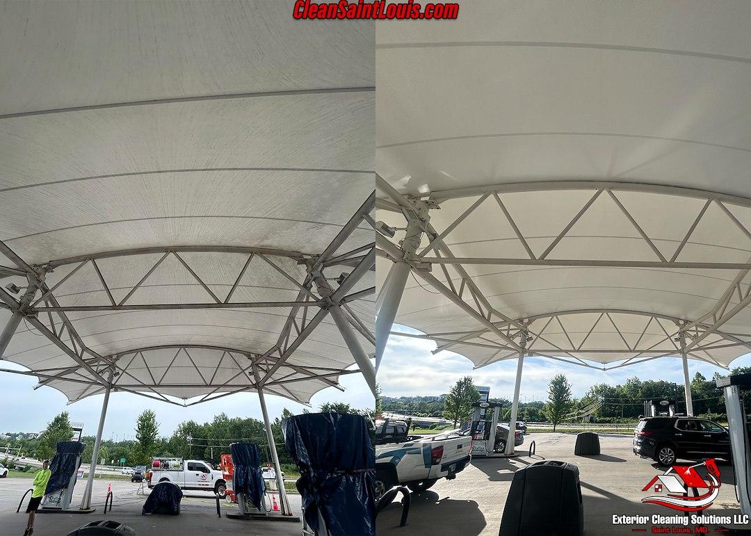 Gas Station Awning and Canopy Cleaning Service in St. Louis, MO